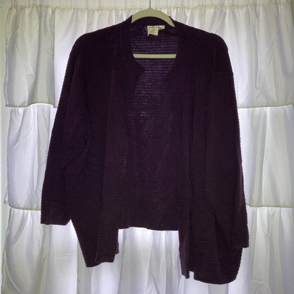 Ulla Popken Women's Purple Open Long Sleeve Cardigan Plus Size 32/34
